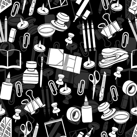 Stationery black and white pattern illustration.のイラスト素材