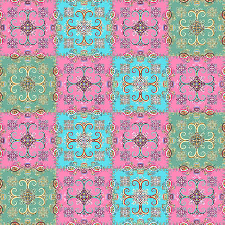 Abstract oriental Vector ethnic ornaments, colorful seamless pattern