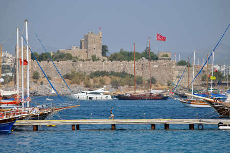Castle in Bodrum with harbourのeditorial素材