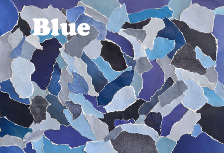 Creative Atmosphere art mood board collage sheet in color idea blue, gray, white maggot or teared...