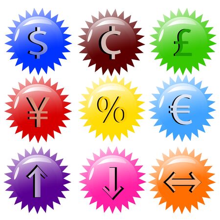 vector illustration of nine glossy iconsのイラスト素材