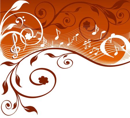  Music background with notes and flowers. vector illustrationのイラスト素材