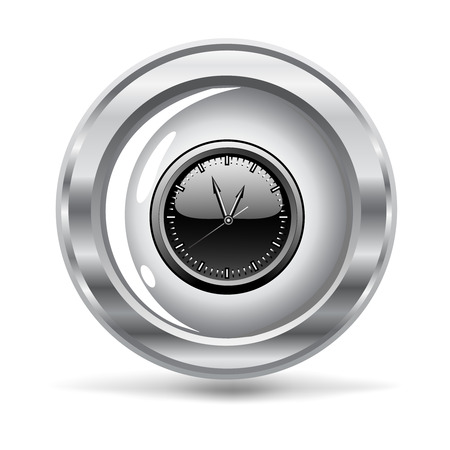  vector illustration of a metallic button with a clockのイラスト素材
