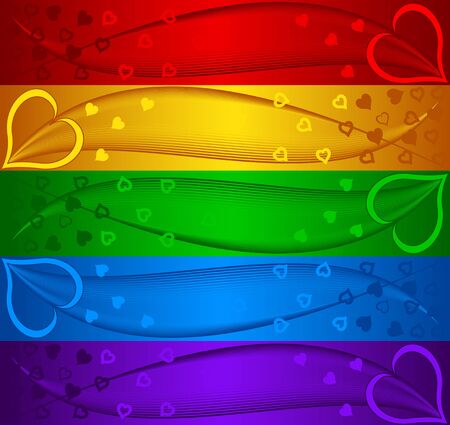 illustration of a set of beautiful banners with the hearts and the wavesのイラスト素材