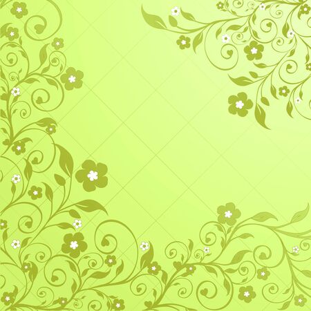 illustration of a floral ornament with green rhombic-shaped pattern on background のイラスト素材