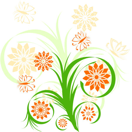 illustration of a floral ornament on white background のイラスト素材