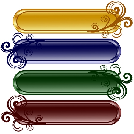 illustration of the four oblong shiny buttons with ornament のイラスト素材