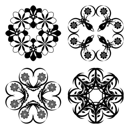 illustration of a set of floral ornament のイラスト素材