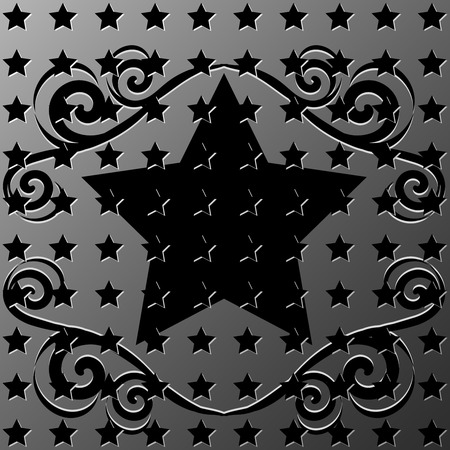  illustration of a metallic stars texture with ornament frameのイラスト素材