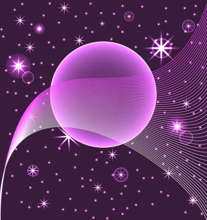 vector illustration of a night sky with a moon and bright  starsのイラスト素材