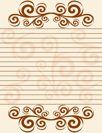  illustration of a striped sheet of paper with  decorate  border.のイラスト素材