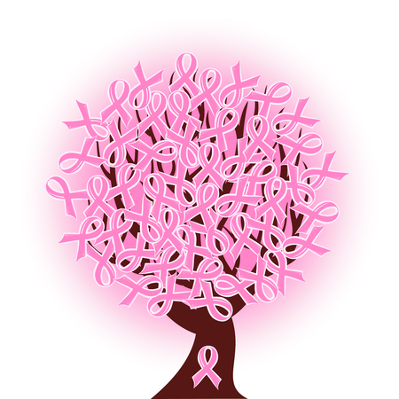  illustration of a breast cancer pink ribbon treeのイラスト素材