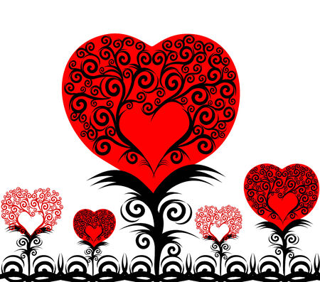 vector illustration of a heart flowers isolated on white backgroundのイラスト素材