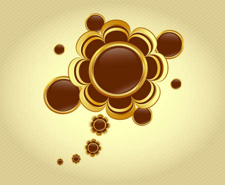 a glossy golden speech bubble on striped backgroundのイラスト素材