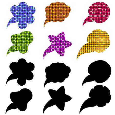 vector illustration of a collection of colorful mosaic speech bubblesのイラスト素材