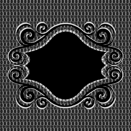 illustration of an  ornament frame on net metal  textureのイラスト素材