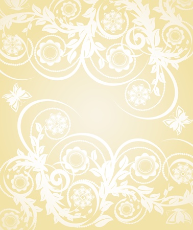 Vector illustration of abstract floral background with butterfliesのイラスト素材