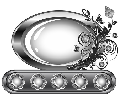 Vector illustration of an oval frame with flower ornament isolared on white background.のイラスト素材