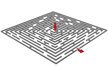 Vector illustration of a  labyrinth/maze with a man in center のイラスト素材