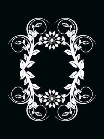 illustration of the number zero made with floral ornament on black backgroundのイラスト素材