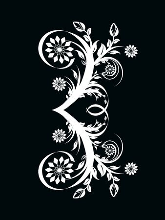 illustration of the number three made with floral ornament on black backgroundのイラスト素材