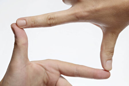 Finger Frame, Male hands forming a frameの写真素材