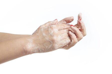 Close up view of hand washingの写真素材