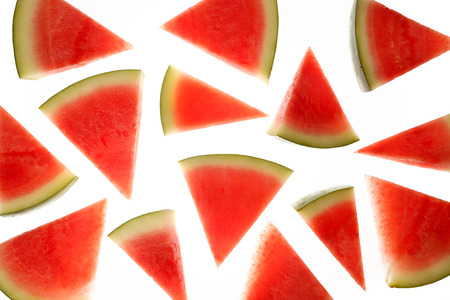 Slices of watermelon on white background