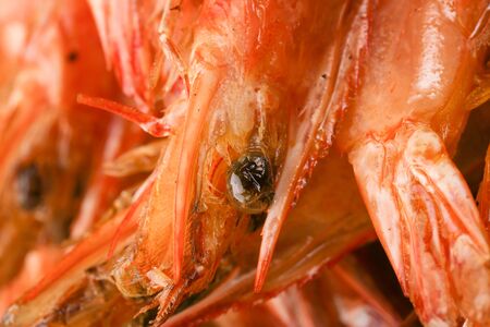 Close up image of the fried shrimpsの写真素材