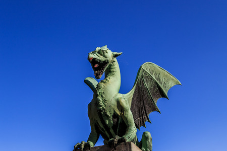 Slovenia capital Ljubljana Longqiao statueの写真素材