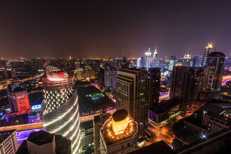 Night view of Shanghai Cityのeditorial素材