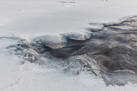 ice water on snow, Inner Mongoliaの写真素材
