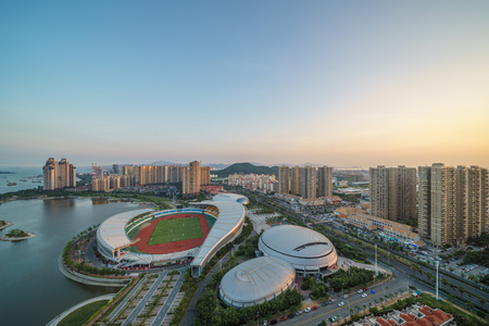Xiamen city scenery, Haicang Gymnasiumのeditorial素材