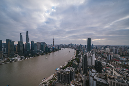 Pudong Shanghai City Sceneryのeditorial素材