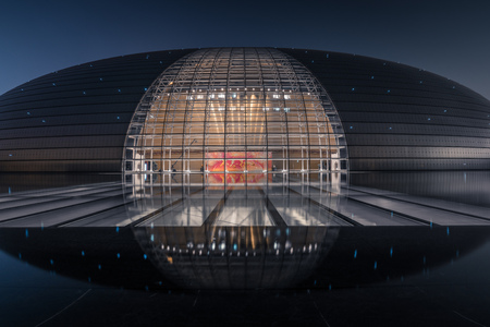Night view of the National Grand Theater in Beijingのeditorial素材