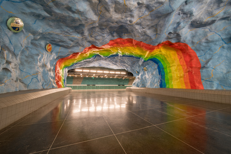 Stockholm famous subway station landscapeのeditorial素材
