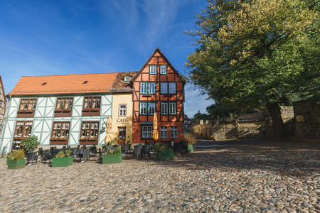 German town Quedlinburg street view, old house buildingのeditorial素材