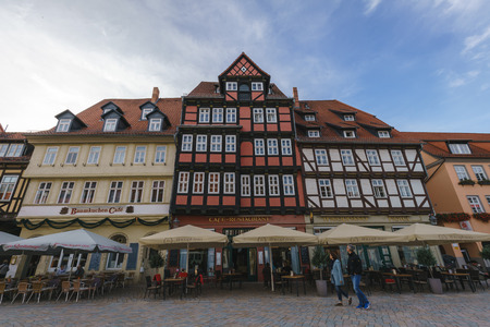 German town Quedlinburg street view, old house buildingのeditorial素材
