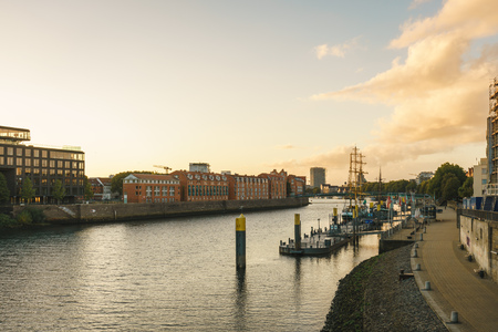 Bremen city landscape by the Weser Riverのeditorial素材