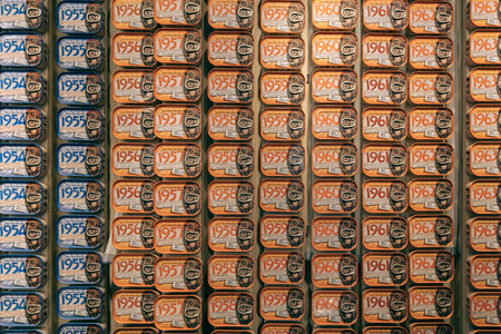 Neatly placed cansのeditorial素材