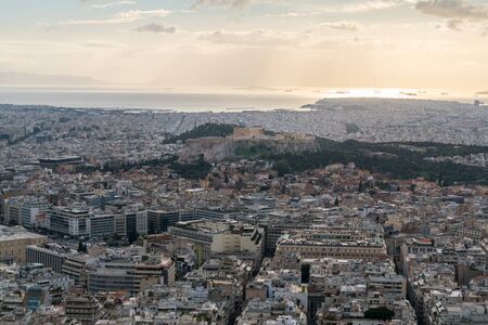 Athenian Acropolis dusk landscapeの写真素材