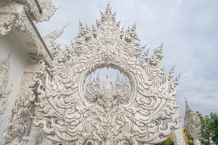 Wat Rong Khun, beautiful temple with amazing sculptures in Chiang Rai, Thailandのeditorial素材