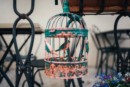 Hanging bird cage decorationの写真素材