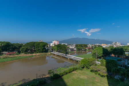 Aerial view of the cityscapes in Chiang Mai city, Thailandのeditorial素材