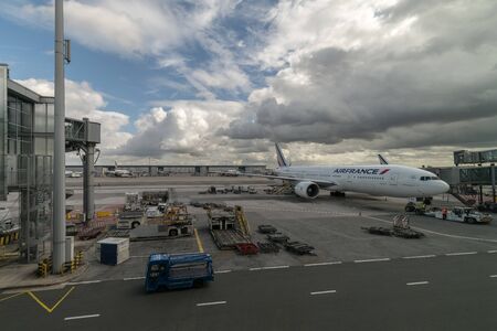 The Charles De Gaulle Airport apron and Air France Flight