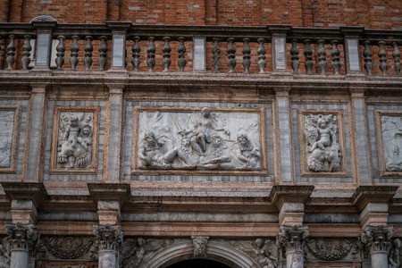 Architectural Buildings details and statues in Venice, Italyのeditorial素材