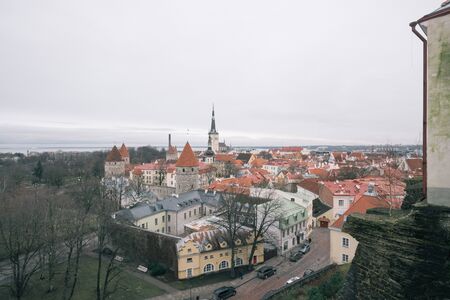 Tallinn twilight landscapes in a rainy day in winter, Estonia