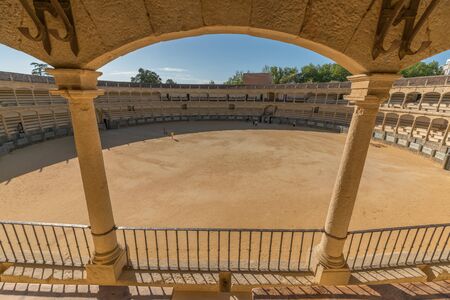 The architecture in the Plaza de Toros de Ronda, Ancient famous bullring in Ronda