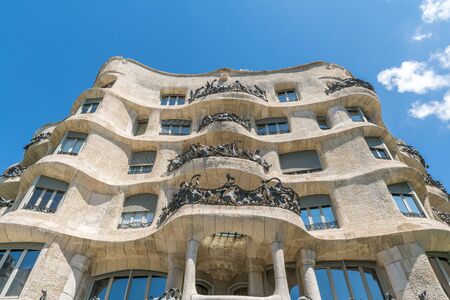 Outside view of the famous Casa Mila in Barcelona, Spain