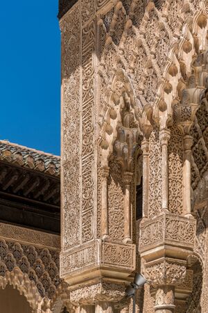 Arabic style architecture, Arabic building sculpture and decoration of walls in Alhambraの写真素材
